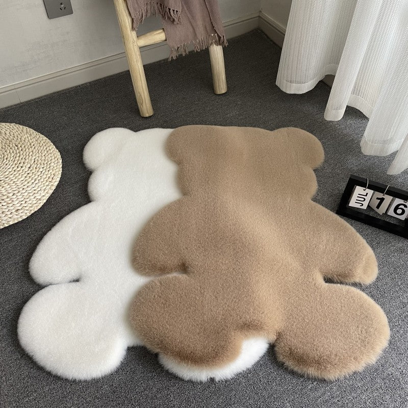 Cute Bear Plush Carpet – Soft Decorative Floor Mat for Kids’ Room, Bedroom, Sofa & Bedside