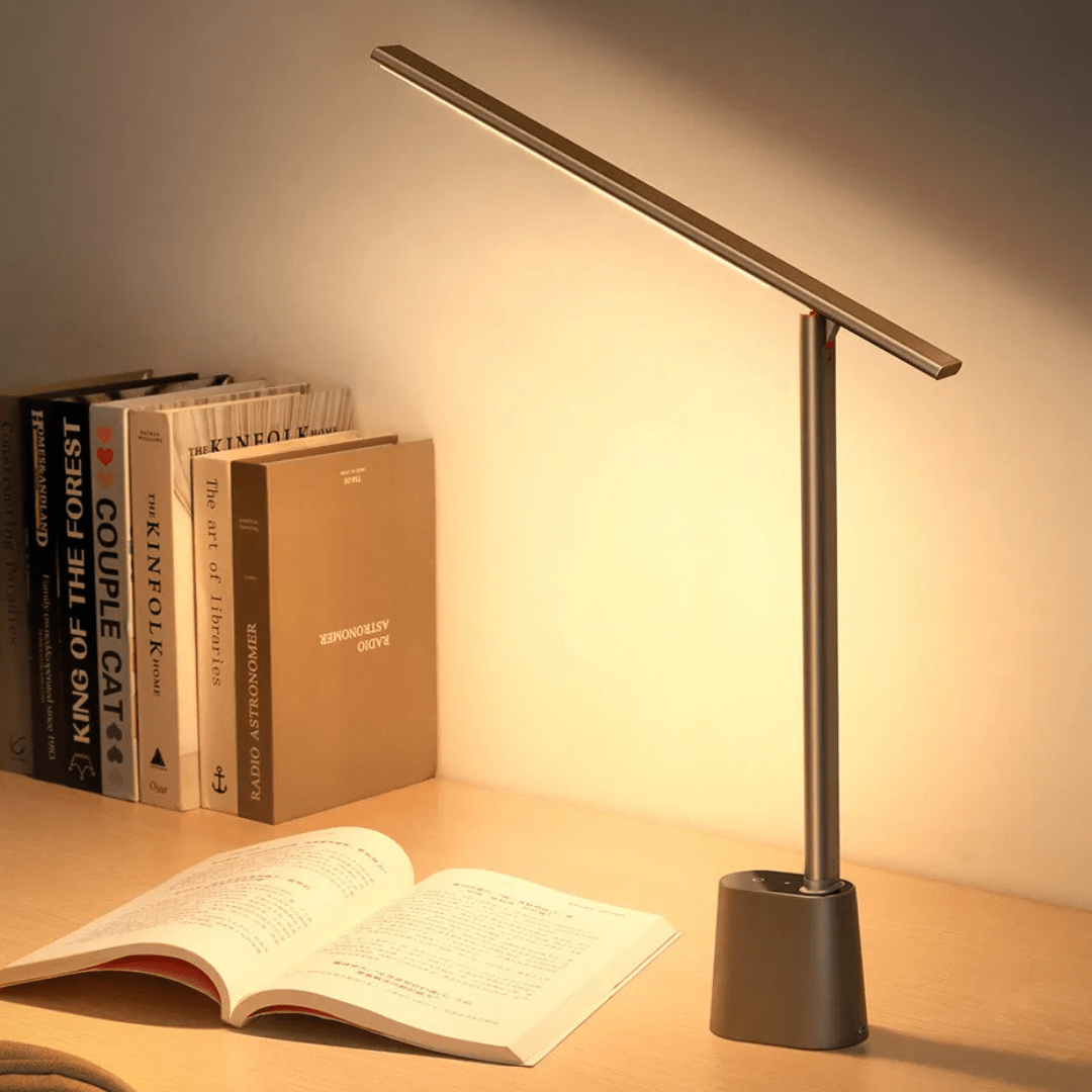 Smart LED Desk Lamp, Rechargeable Table Lamp with Adjustable Brightness and Foldable Design for Home Office and Reading 0